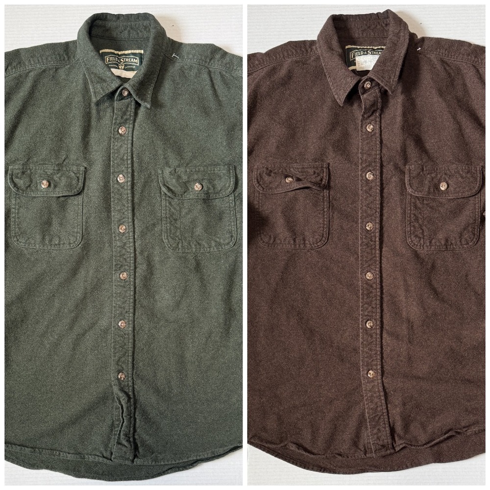Lot of 2 FIELD &‎ STREAM - Men's VTG Heavyweight Thick Flannel Shirt - 2X-Large*
